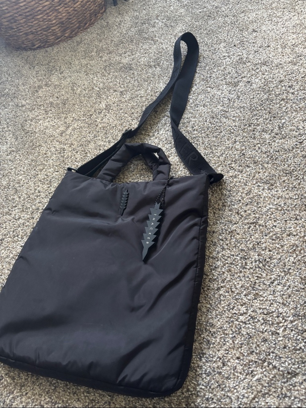 Black nylon unisex crossbody by Thacker designs NY